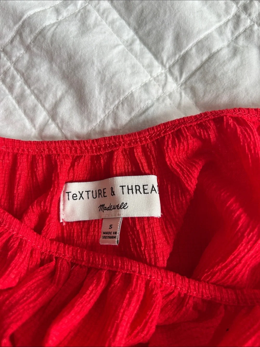 Madewell Red Puff Sleeve Peasant Blouse